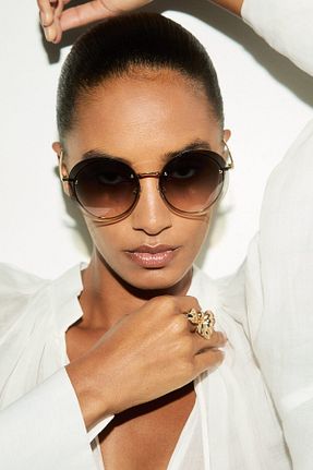 عینک آفتابی طلائی زنانه 50 H&M - کد 931820343