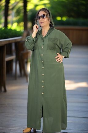 لباس سایز بزرگ خاکی زنانه ویسکون yagmurberen - کد 931830424