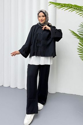 ست بالاتنه و پائین تنه مشکی زنانه بافتنی Modaensarbutik - کد 931851311