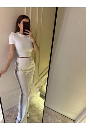 ست بالاتنه و پائین تنه سفید زنانه بافتنی Chamakh - کد 931852756