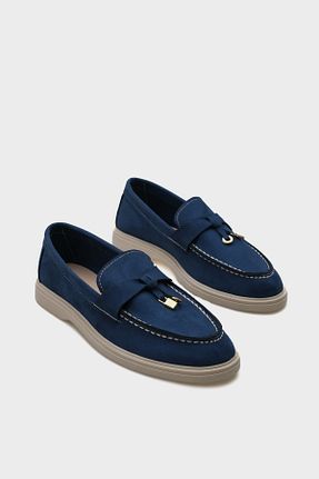 کفش لوفر سرمه ای زنانه چرم مصنوعی Capone Outfitters - کد 921177107