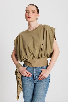 بلوز خاکی زنانه ساده minaaise - کد 931897382