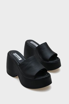 دمپائی مشکی زنانه چرم خالص Capone Outfitters - کد 744364004