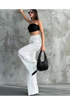 شلوار پارچه ای سفید زنانه بلند AsiaLife - کد 931956317