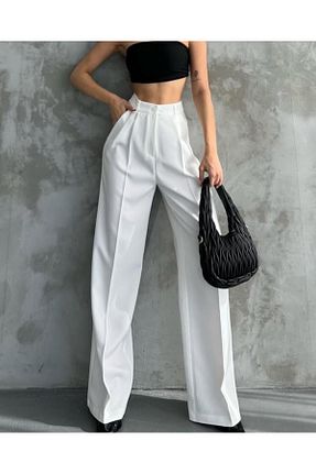 شلوار پارچه ای سفید زنانه بلند AsiaLife - کد 931956317
