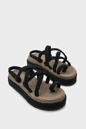 صندل مشکی زنانه پاشنه تخت Capone Outfitters - کد 658237725