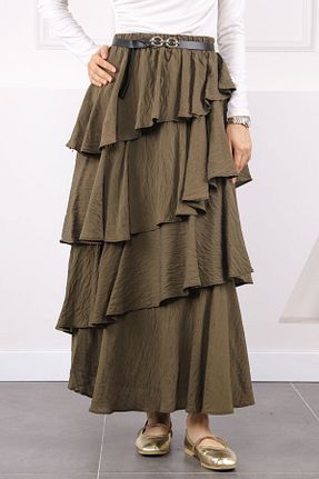 دامن حجاب خاکی زنانه کمر کش دار İmajButik - کد 931963777