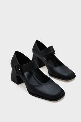 کفش پاشنه بلند کلاسیک مشکی زنانه چرم مصنوعی Capone Outfitters - کد 340836701