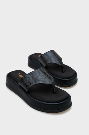 دمپائی مشکی زنانه چرم مصنوعی Capone Outfitters - کد 798216127