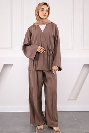 ست بالاتنه و پائین تنه حجاب قهوه ای زنانه رگولار İmajButik - کد 931963001