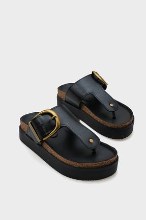دمپائی مشکی زنانه چرم مصنوعی Capone Outfitters - کد 927376724