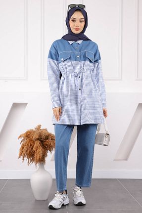ست بالاتنه و پائین تنه حجاب آبی زنانه رگولار İmajButik - کد 931963063