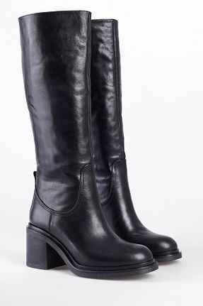 چکمه مشکی زنانه چرم خالص Capone Outfitters - کد 866325623