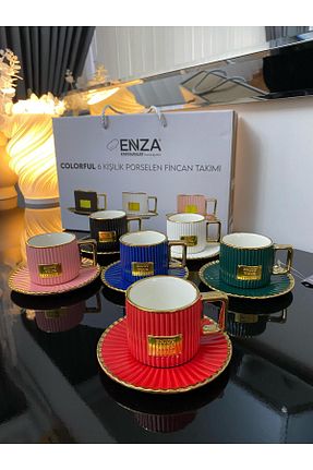 فنجان قهوه رنگی 6 نفره Enza - کد 900806958
