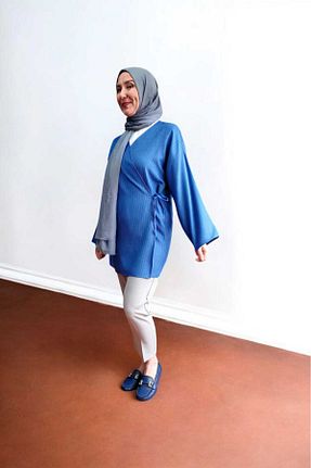 تونیک حجاب آبی زنانه بافتنی ASES - کد 932676948