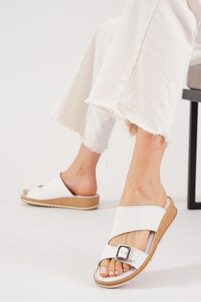 دمپائی خانگی سفید زنانه چرم خالص Moda Pie - کد 932032267