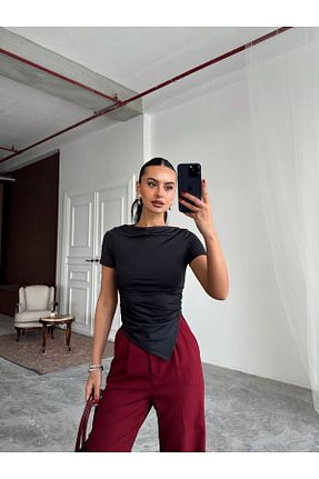 بلوز مشکی زنانه هندسی mydukkan.co - کد 932028492