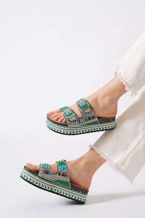 دمپائی خانگی سبز زنانه پاشنه تخت Moda Pie - کد 932032277