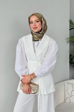 ست بالاتنه و پائین تنه حجاب سفید زنانه رگولار Şulemoda Giyim - کد 932051227