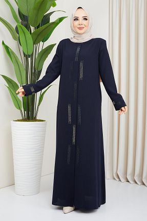 مانتو بلند حجاب سرمه ای زنانه hafsamina - کد 655236971