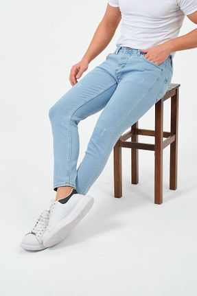 شلوار جین آبی مردانه پاچه تنگ moda biz - کد 69106009