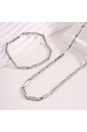 گردنبند استیل ( فولاد ) طوسی مردانه استیل (فولاد) Satürn Silver Kuyumculuk - کد 931469103