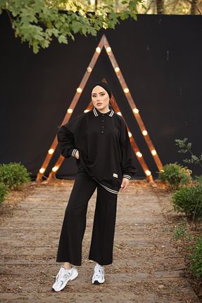 ست گرمکن حجاب مشکی زنانه اورسایز Wovi - کد 904164137