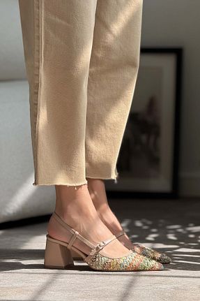 کفش پاشنه بلند کلاسیک رنگی زنانه حصیر NİŞANTAŞI SHOES - کد 930973763