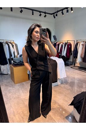 ست بالاتنه و پائین تنه مشکی زنانه پلی استر BÜŞRA PERKER - کد 932249172