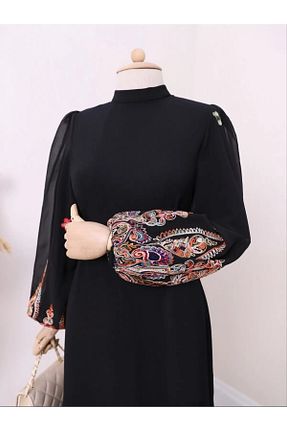 لباس مجلسی حجاب مشکی زنانه کرپ Lucia Fashion - کد 932099519
