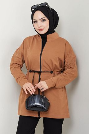 ست بالاتنه و پائین تنه حجاب قهوه ای زنانه رگولار hafsamina - کد 932101573