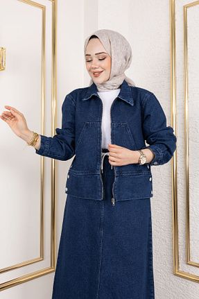 ست بالاتنه و پائین تنه حجاب آبی رگولار Tesettür Dünyası - کد 932097872