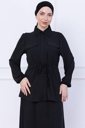 ست بالاتنه و پائین تنه حجاب مشکی زنانه رگولار hafsamina - کد 932101828