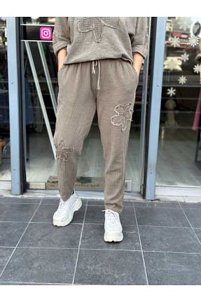 شلوار قهوه ای زنانه Keten Görünümlü Seviliko - کد 932107374