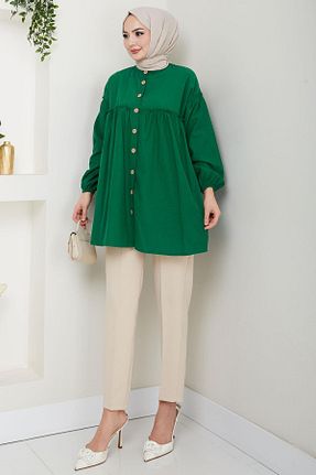 تونیک حجاب سبز زنانه پلی استر hafsamina - کد 932866564