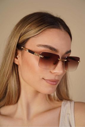 عینک آفتابی قهوه ای زنانه 60 Stil Noktası - کد 932110564
