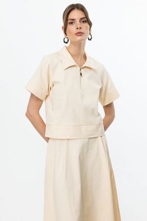 بلوز بژ زنانه ساده ON - کد 932171919