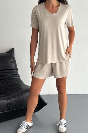 ست بالاتنه و پائین تنه بژ زنانه بافتنی İstangül Butik - کد 932193432
