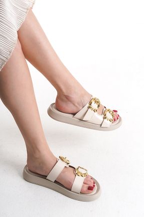 دمپائی بژ زنانه چرم مصنوعی Liza Shoes - کد 932325426