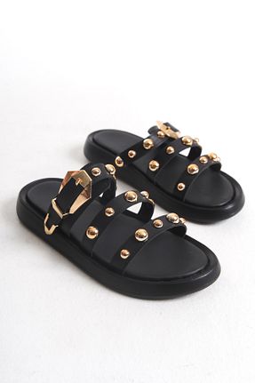 دمپائی مشکی زنانه چرم مصنوعی Liza Shoes - کد 932337061
