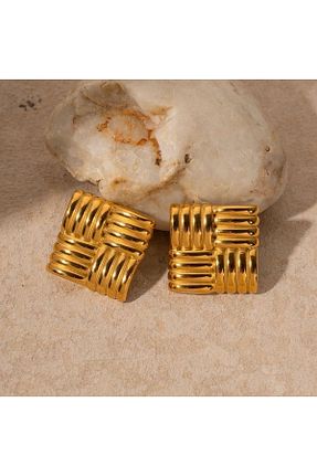 گوشواره استیل (فولاد) طلائی زنانه استیل (فولاد) VenüsDesign - کد 786548489