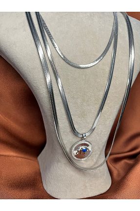 گردنبند استیل ( فولاد ) طوسی زنانه استیل ضد زنگ Fam&Co Jewelry - کد 932345937