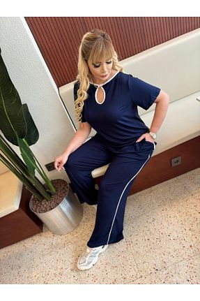 ست گرمکن سایز بزرگ سرمه ای زنانه مخلوط ویسکون Butik Nilyam - کد 932347725