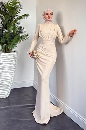 لباس مجلسی حجاب زنانه یقه ایستاده MERVEN AKYÜZ - کد 932920543