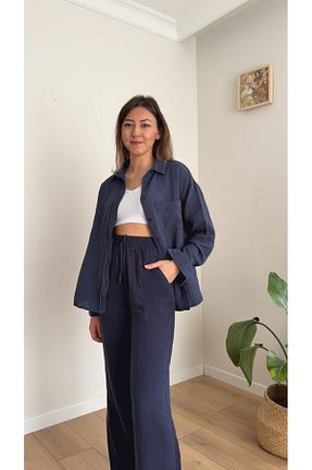 پیراهن سرمه ای زنانه گشاد TUSİVA STORE - کد 932388005