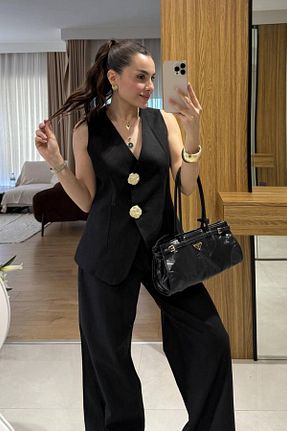 ست بالاتنه و پائین تنه مشکی زنانه بافتنی Castivo Fashion - کد 932399147