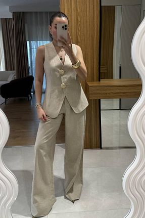 ست بالاتنه و پائین تنه بژ زنانه بافتنی Castivo Fashion - کد 932399150