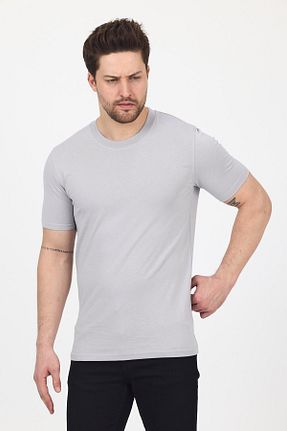 تیشرت طوسی مردانه اسلیم فیت DAMGA JEANS - کد 932393787
