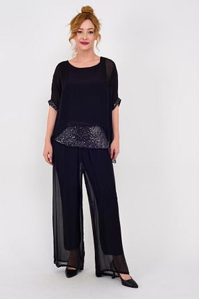 ست بالاتنه و پائین تنه مشکی زنانه بافتنی Bohem Stil - کد 815320601