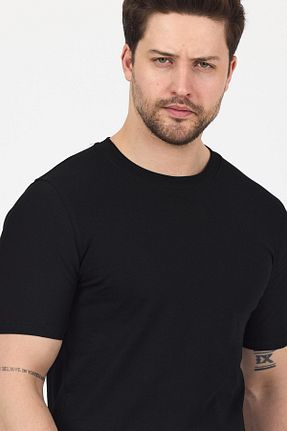 تیشرت مشکی مردانه اسلیم فیت DAMGA JEANS - کد 932476261